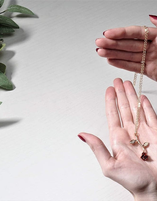 Load image into Gallery viewer, Necklaces for Women, Gold Necklace for Women Rose Necklace with Pendant, Aesthetic Necklace, Preppy Jewelry, Trendy Jewelry, Cute Necklaces for Teen Girls and All Women Necklace
