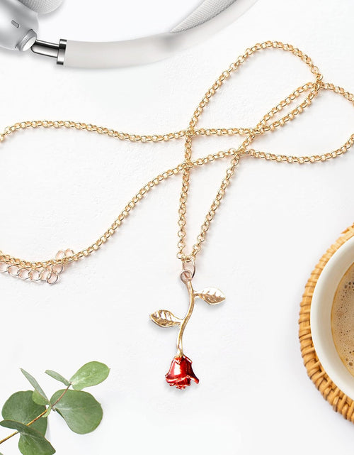 Load image into Gallery viewer, Necklaces for Women, Gold Necklace for Women Rose Necklace with Pendant, Aesthetic Necklace, Preppy Jewelry, Trendy Jewelry, Cute Necklaces for Teen Girls and All Women Necklace

