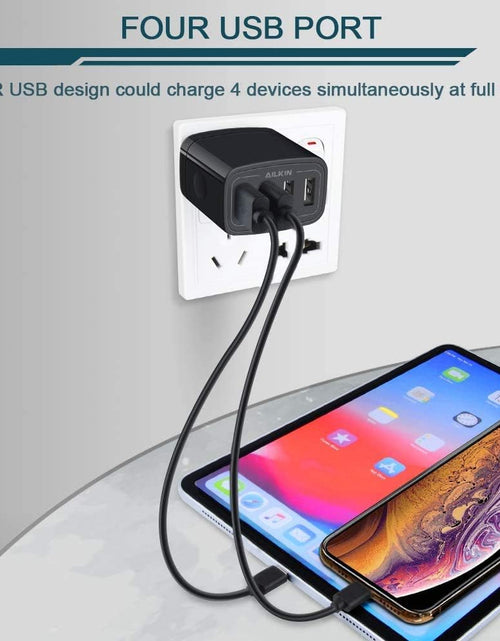 Load image into Gallery viewer, Wall Charger, USB Charger Adapter,  4.8A 4Multi Port Fast Charging Station Power Base Block Plug Cube Brick for Iphone 15 14 SE 13 12 11Pro Max/Xr/Xs/8Plus, Samsung A14/A13/S23/S22 Kindle Plug
