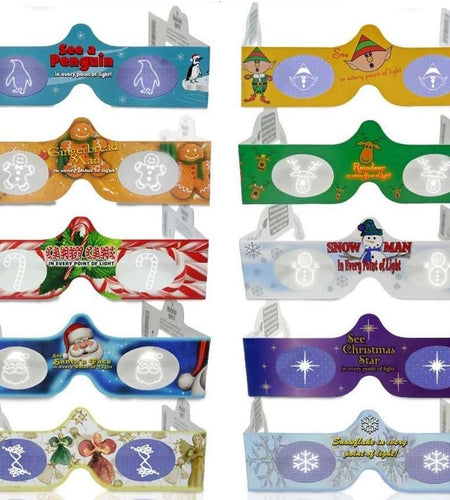 3D Christmas Glasses - 10 Pack  - Hologram Holiday Images