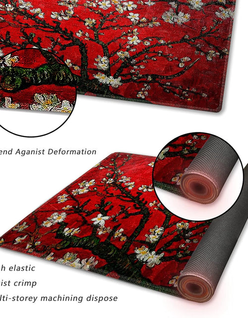Load image into Gallery viewer, Extended Gaming Mouse Pad XXL  Large Keyboard Mat Long Mousepad Desk Decor Writing Pad Non Slip Rubber Base Stitched Edges for Work, Game, Office, Home, 35.1" X 15.7", Red Van Gogh Painting
