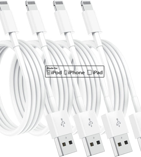4Pack [Apple Mfi Certified] Lightning Cable 3Ft, Apple Lightning to USB Cable 3 Foot, Iphone Charger Cord Fast Charging Cable Compatible Apple Iphone 13/12/11 Pro Max Xs X XR 8 7 Ipad and More (White