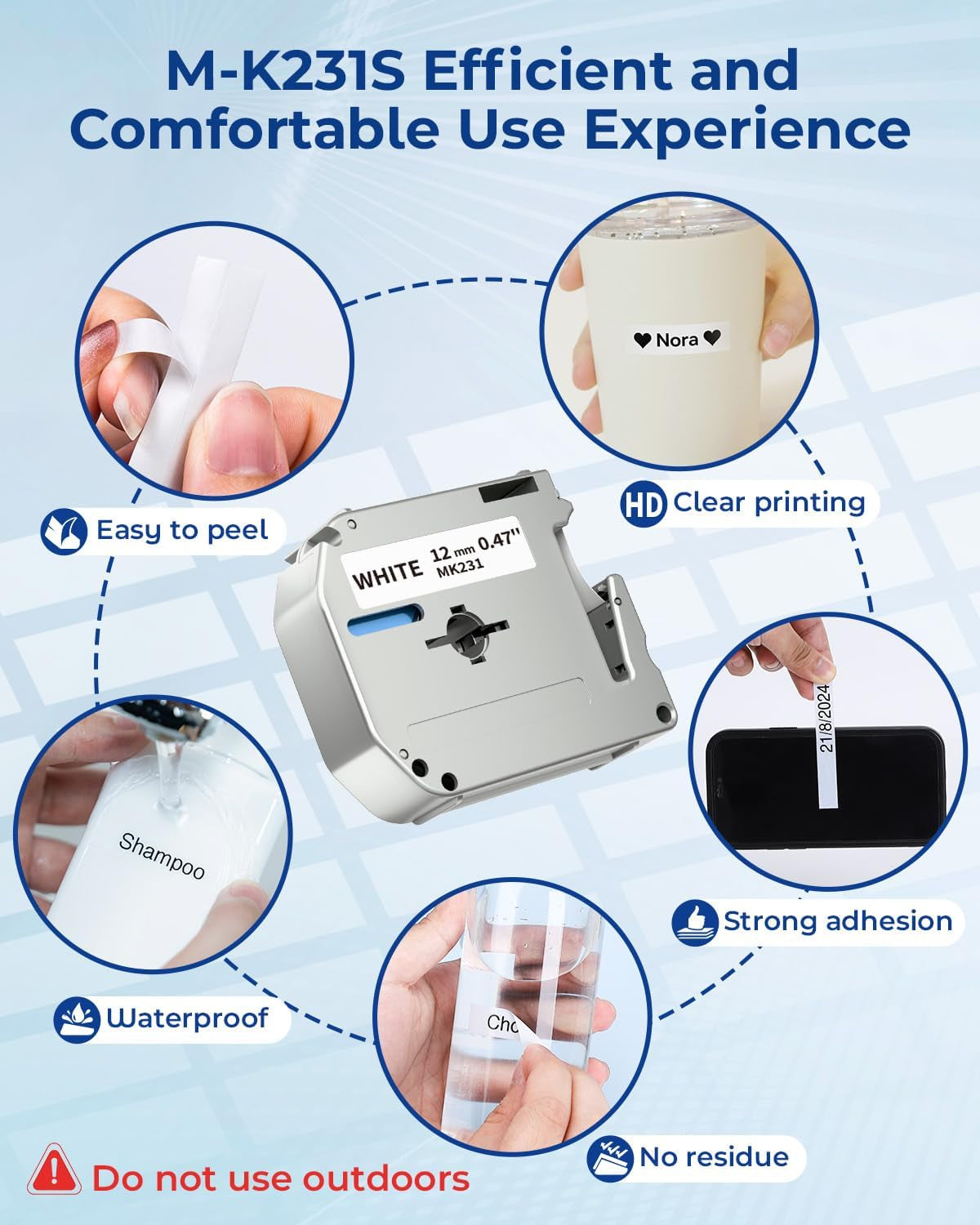 Compatible Label Tape Replacement for Brother P Touch M Tape M231 MK231 MK-231 12Mm 0.47 Inch to Use with Brother P Touch PT-M95, PT-90, PT-70, PT-65, PT-85, Black on White, 26.2 Feet, 3-Pack