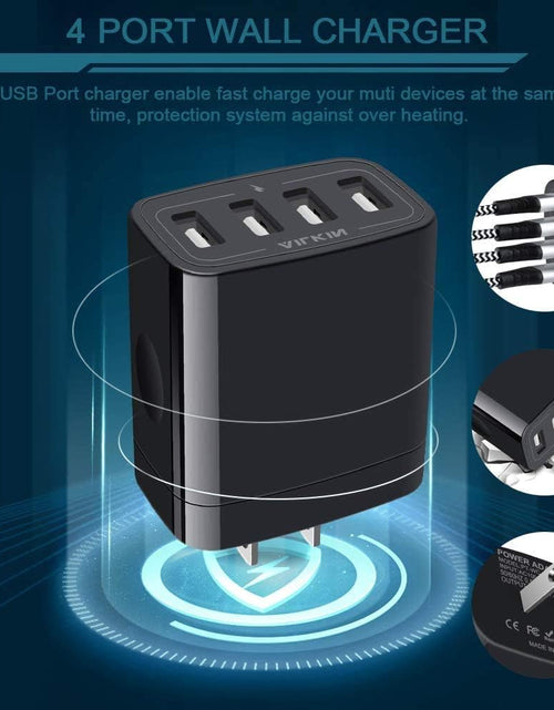 Load image into Gallery viewer, Wall Charger, USB Charger Adapter,  4.8A 4Multi Port Fast Charging Station Power Base Block Plug Cube Brick for Iphone 15 14 SE 13 12 11Pro Max/Xr/Xs/8Plus, Samsung A14/A13/S23/S22 Kindle Plug
