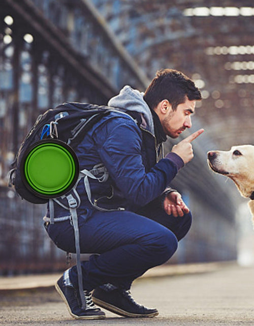 Load image into Gallery viewer, Large Collapsible Dog Bowls, 34Oz Travel Water Food Bowls Portable Foldable Collapse Dishes with Carabiner Clip, 2 Pack (Green+Blue)
