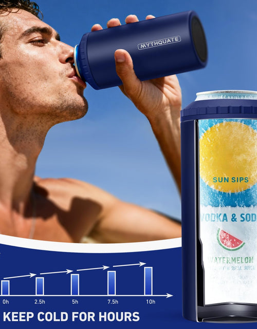 Load image into Gallery viewer, 3 in 1 Slim Can Cooler for 12 OZ Skinny Can, Regular Can &amp; Beer Bottle - Keep Cold for 6 Hours - Double Walled Insulated Stainless Steel Vacuum Beverage Can Insulator (Navy Blue)
