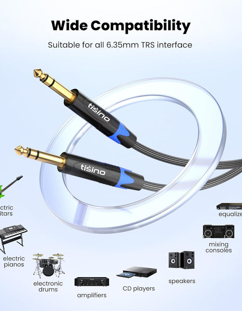Load image into Gallery viewer, 1/4 Inch TRS Cable, Quarter Inch 1/4 TRS to TRS Balanced Stereo Audio Cable Male to Male Pro Interconnect Cable, Nylon Braid - 3 FT
