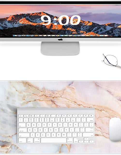 Load image into Gallery viewer, Large Gaming XXL Mouse Pad, Oversized Extended Mouse Mat Pink Marble Desk Pad Keyboard Pad (31.5"X11.8"X0.12") Non-Slip Rubber Stitched Edges(Marble)
