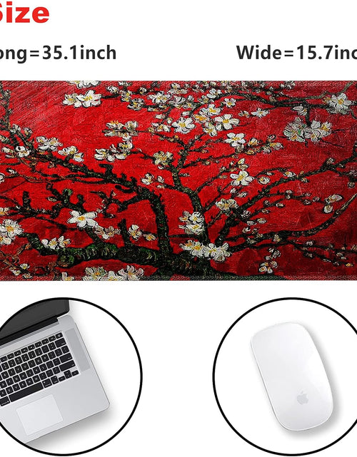 Load image into Gallery viewer, Extended Gaming Mouse Pad XXL  Large Keyboard Mat Long Mousepad Desk Decor Writing Pad Non Slip Rubber Base Stitched Edges for Work, Game, Office, Home, 35.1" X 15.7", Red Van Gogh Painting
