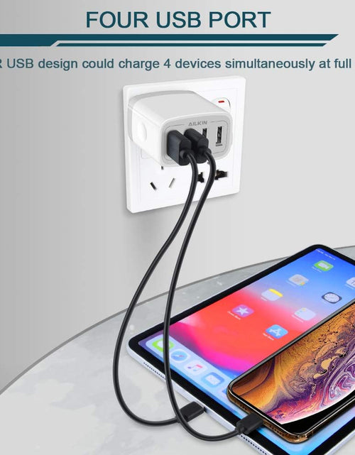 Load image into Gallery viewer, USB Charger Adapter, 2-Pack  4.8A 4-Muti Port Phone Wall Plug Fast Charging Block Box for Iphone 15 14 13 12 Pro Max 11 SE 10 XR XS X 8 7, Samsung Galaxy, Moto, LG, Pixel, Power Cube Base Brick
