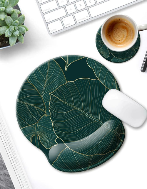 Load image into Gallery viewer, Ergonomic Mouse Pad with Wrist Support Gel Mouse Pad with Wrist Rest, Comfortable Computer Mouse Pad for Laptop, Pain Relief Mousepad with Non-Slip Rubber Base,Green Leaves
