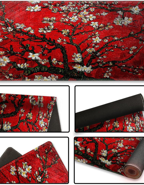 Load image into Gallery viewer, Extended Gaming Mouse Pad XXL  Large Keyboard Mat Long Mousepad Desk Decor Writing Pad Non Slip Rubber Base Stitched Edges for Work, Game, Office, Home, 35.1" X 15.7", Red Van Gogh Painting
