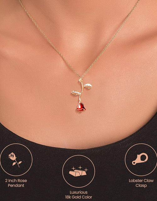 Load image into Gallery viewer, Necklaces for Women, Gold Necklace for Women Rose Necklace with Pendant, Aesthetic Necklace, Preppy Jewelry, Trendy Jewelry, Cute Necklaces for Teen Girls and All Women Necklace
