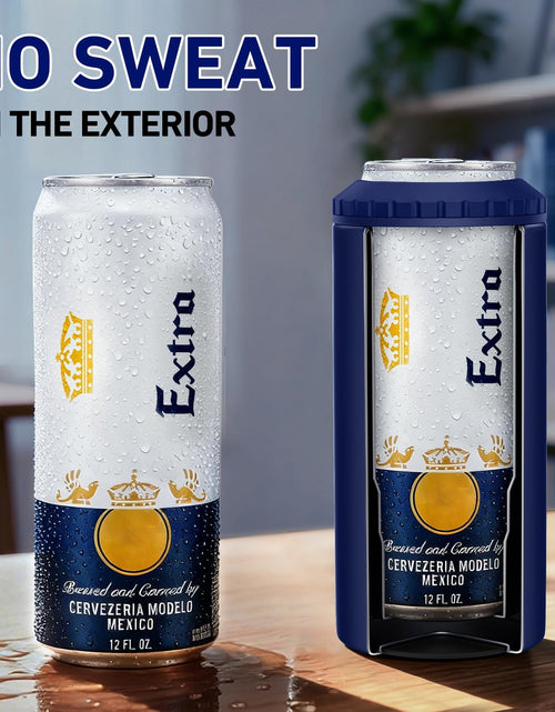 Load image into Gallery viewer, 3 in 1 Slim Can Cooler for 12 OZ Skinny Can, Regular Can &amp; Beer Bottle - Keep Cold for 6 Hours - Double Walled Insulated Stainless Steel Vacuum Beverage Can Insulator (Navy Blue)
