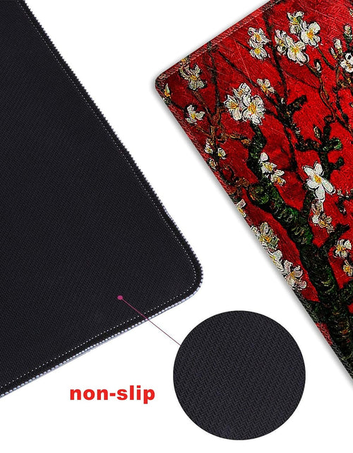 Load image into Gallery viewer, Extended Gaming Mouse Pad XXL  Large Keyboard Mat Long Mousepad Desk Decor Writing Pad Non Slip Rubber Base Stitched Edges for Work, Game, Office, Home, 35.1" X 15.7", Red Van Gogh Painting
